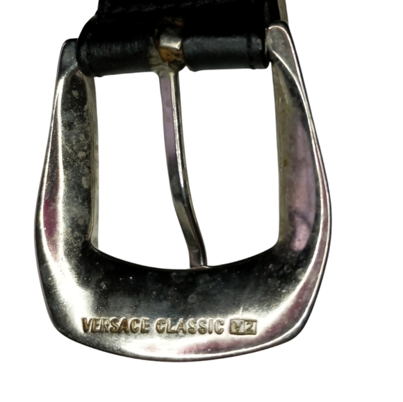 Versace Classic V2 Vera Pelle black belt Silver hardware Size 48 Made in Italy - Picture 12 of 12